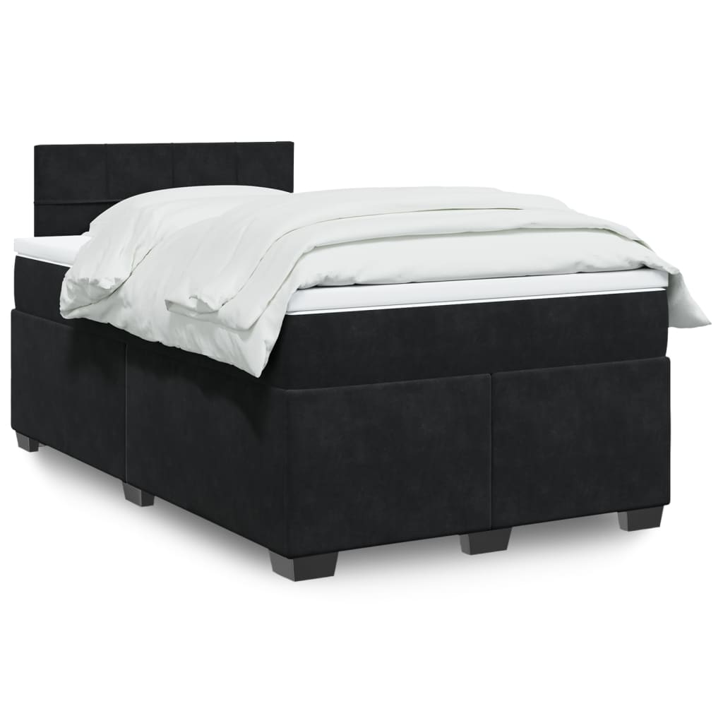 Boxspring met matras fluweel zwart 120x190 cm – afbeelding 1