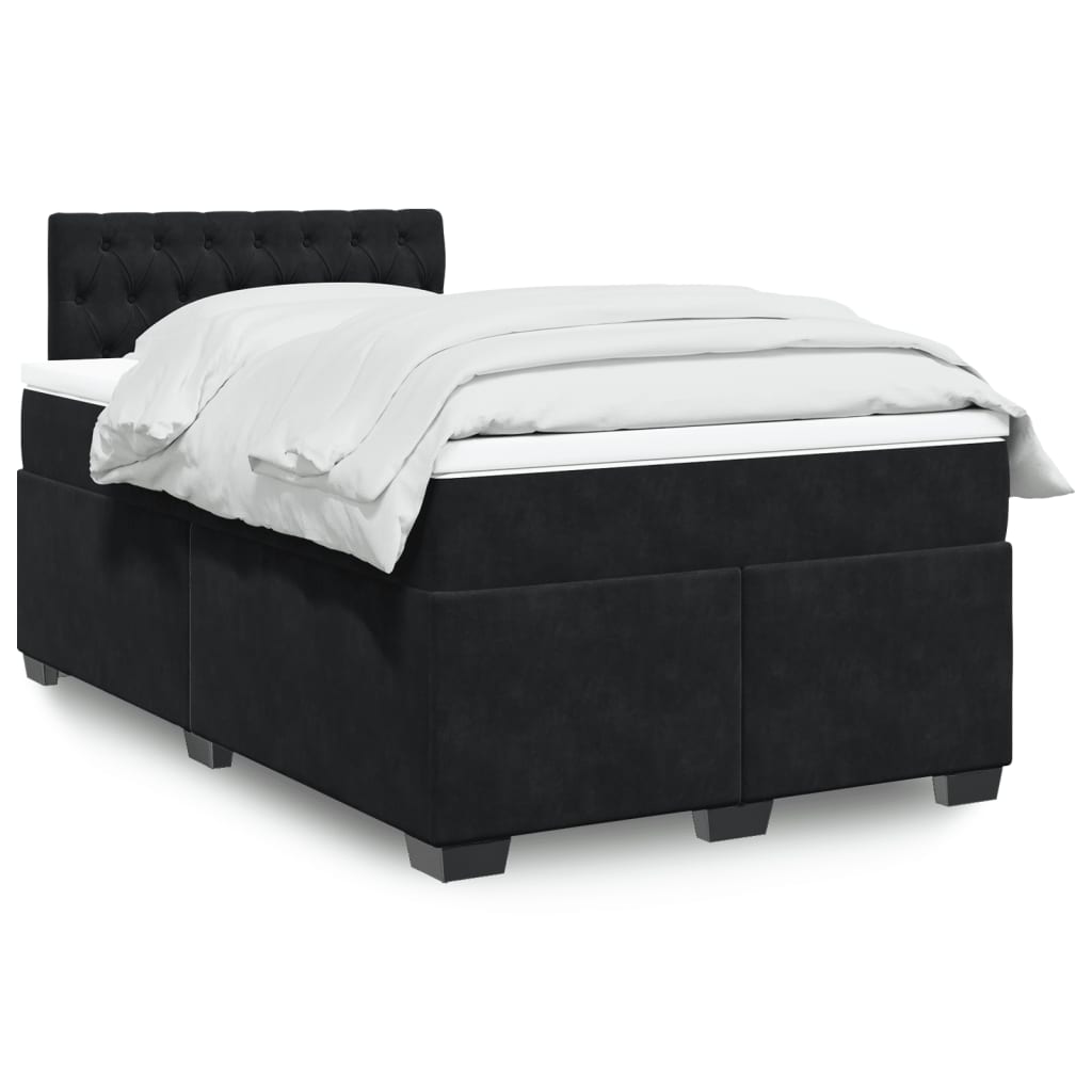 Boxspring met matras fluweel zwart 120x190 cm – afbeelding 1