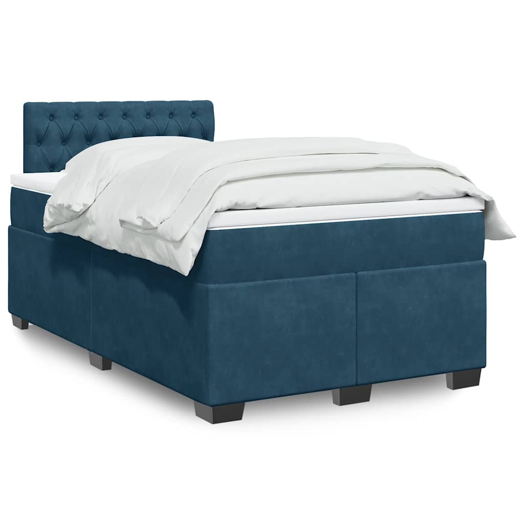 Boxspring met matras fluweel donkerblauw 120x190 cm – afbeelding 1
