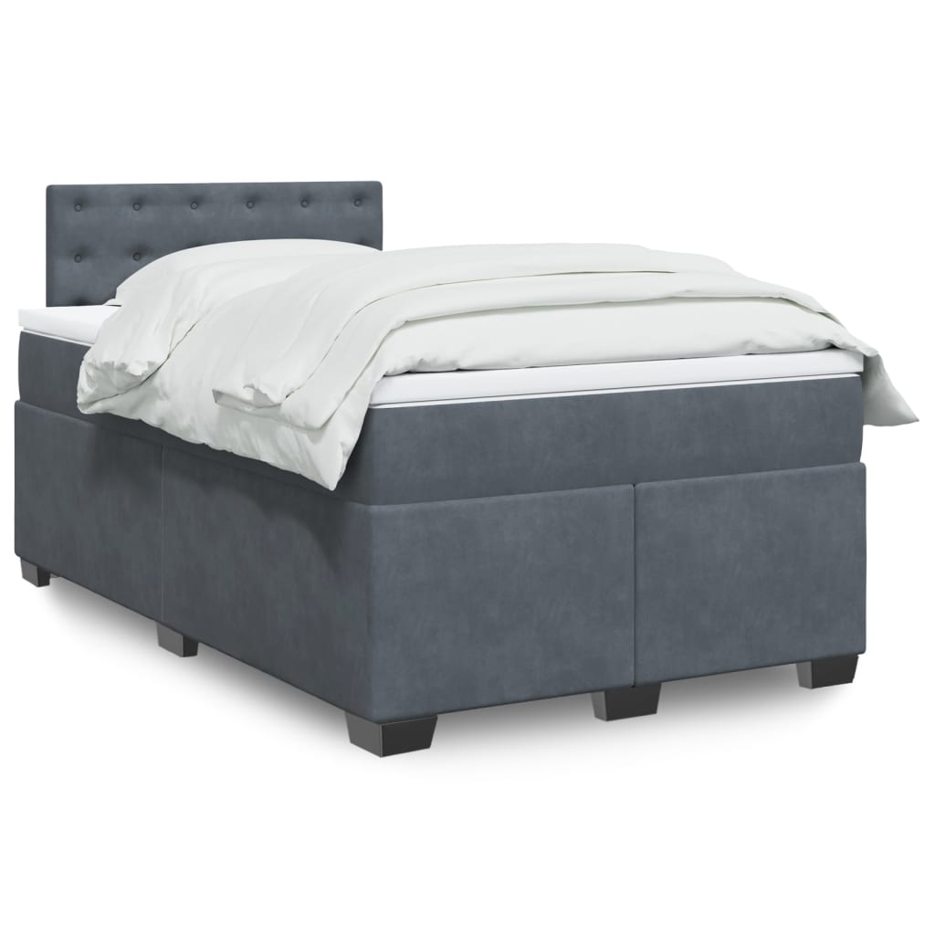 Boxspring met matras fluweel donkergrijs 120x190 cm – afbeelding 1