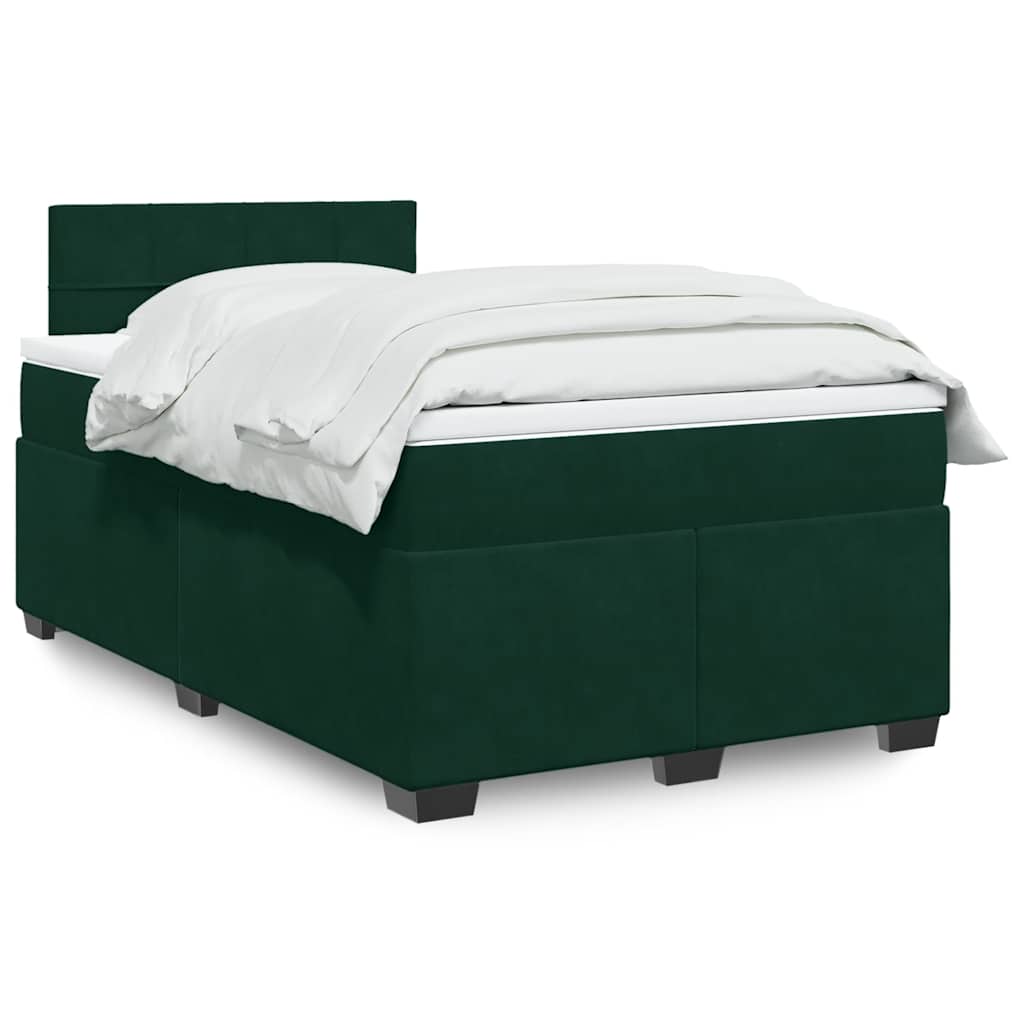 Boxspring met matras fluweel donkergroen 120x200 cm