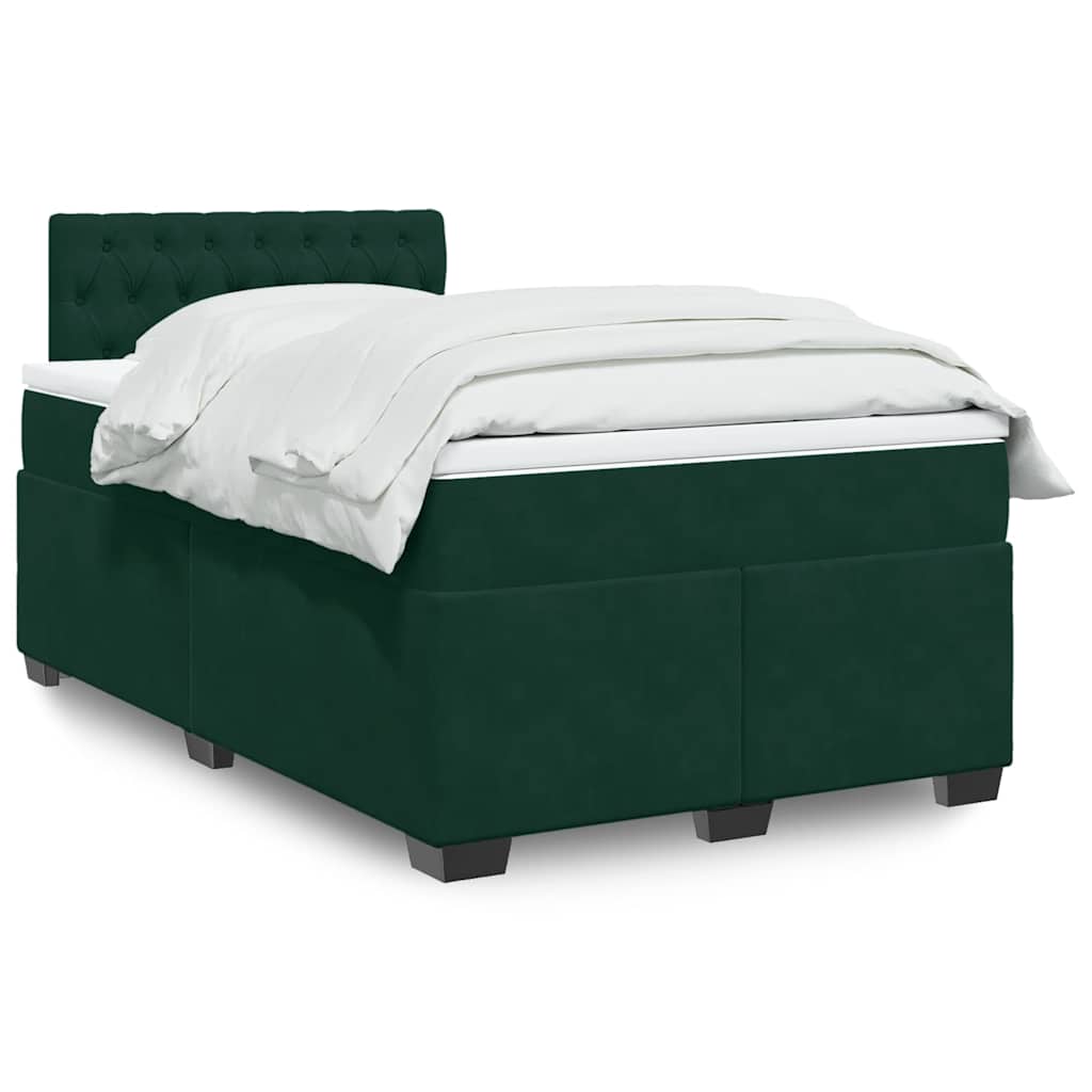 Boxspring met matras fluweel donkergroen 120x200 cm – afbeelding 1