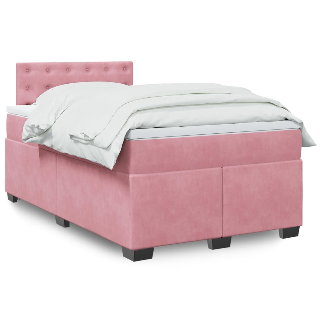 Boxspring met matras fluweel roze 120x200 cm – afbeelding 1