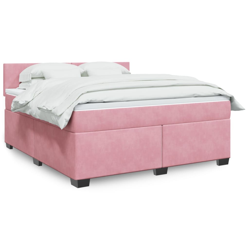 Boxspring met matras fluweel roze 180x200 cm – afbeelding 1