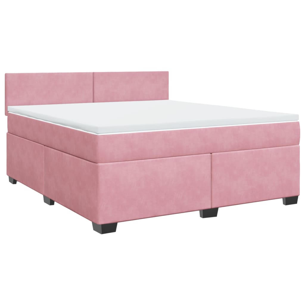 Boxspring met matras fluweel roze 180x200 cm – afbeelding 2