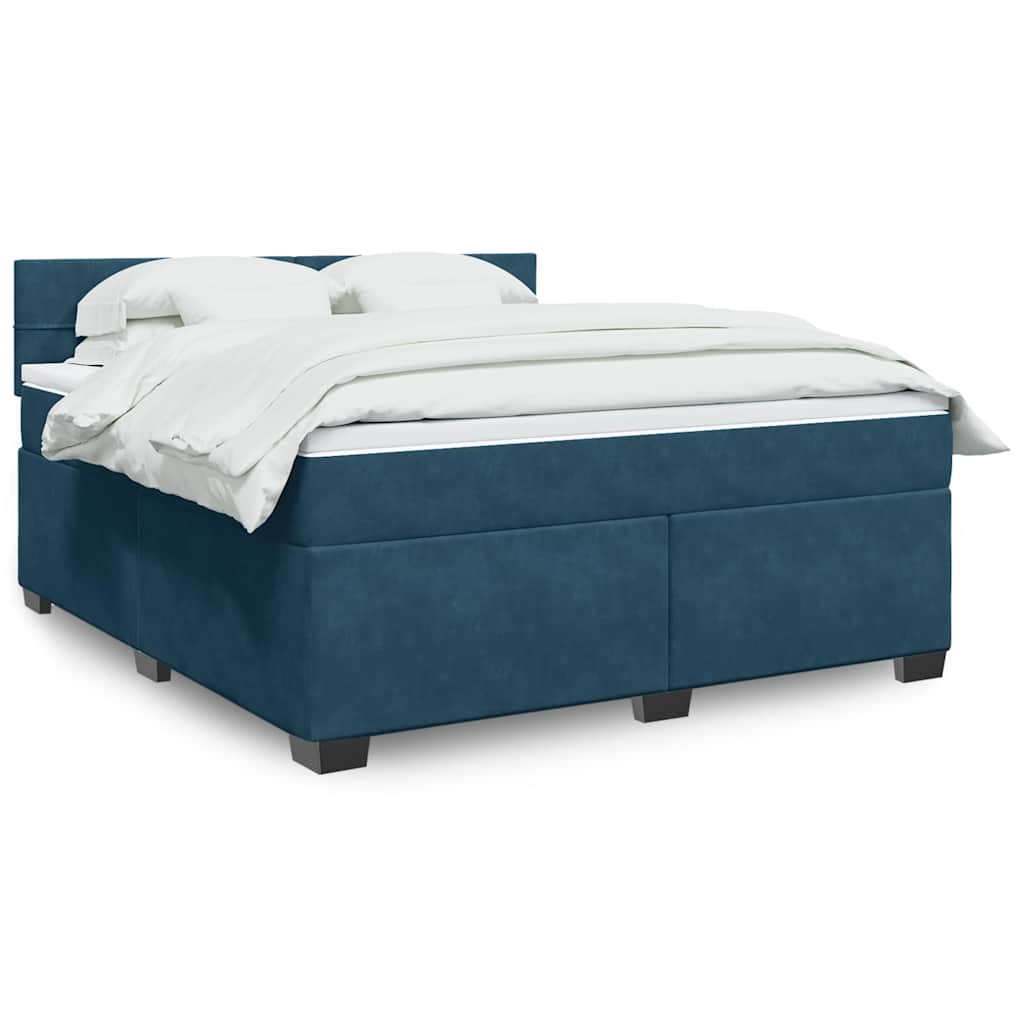 Boxspring met matras fluweel blauw 180x200 cm