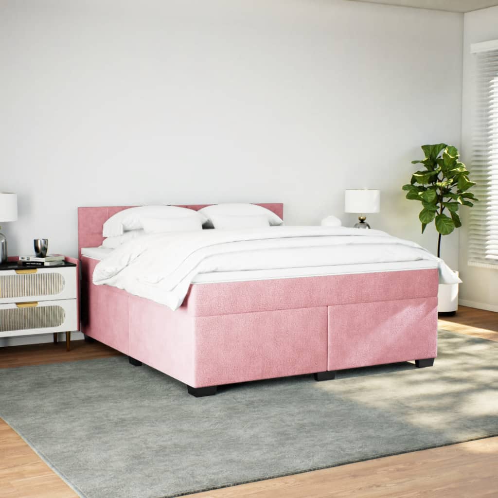 Boxspring met matras fluweel roze 180x200 cm – afbeelding 3