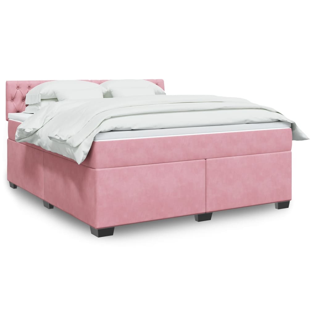 Boxspring met matras fluweel roze 180x200 cm – afbeelding 1
