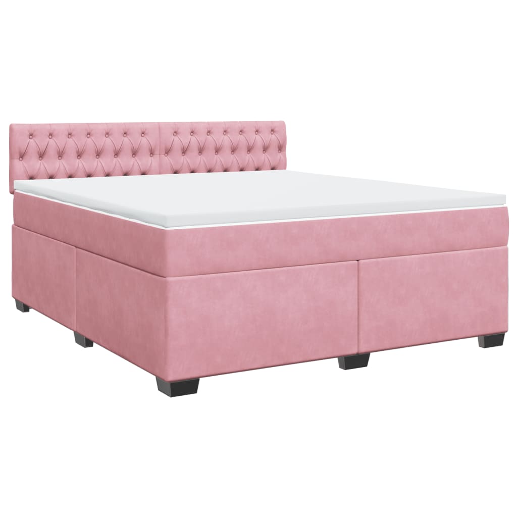 Boxspring met matras fluweel roze 180x200 cm – afbeelding 2