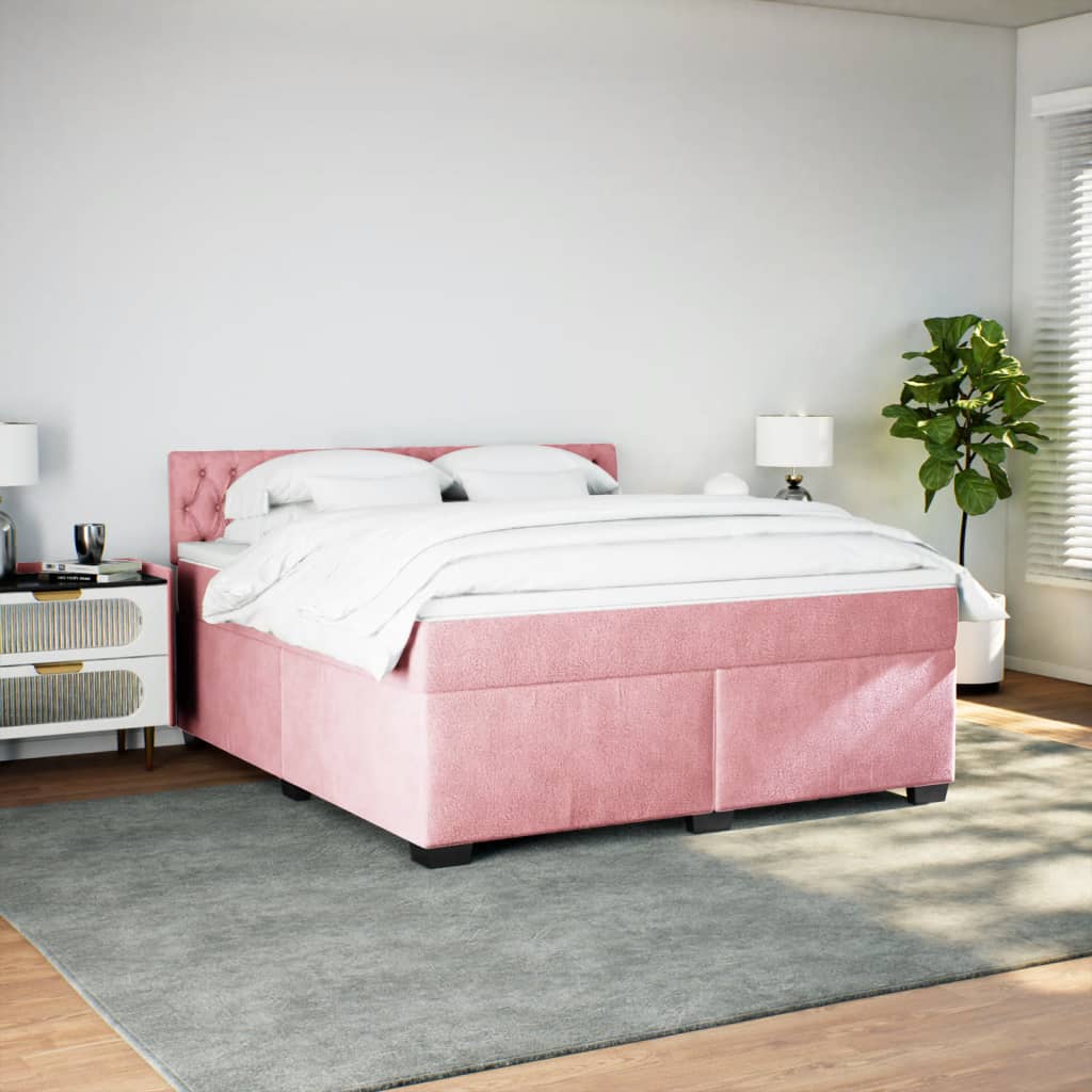 Boxspring met matras fluweel roze 180x200 cm – afbeelding 3