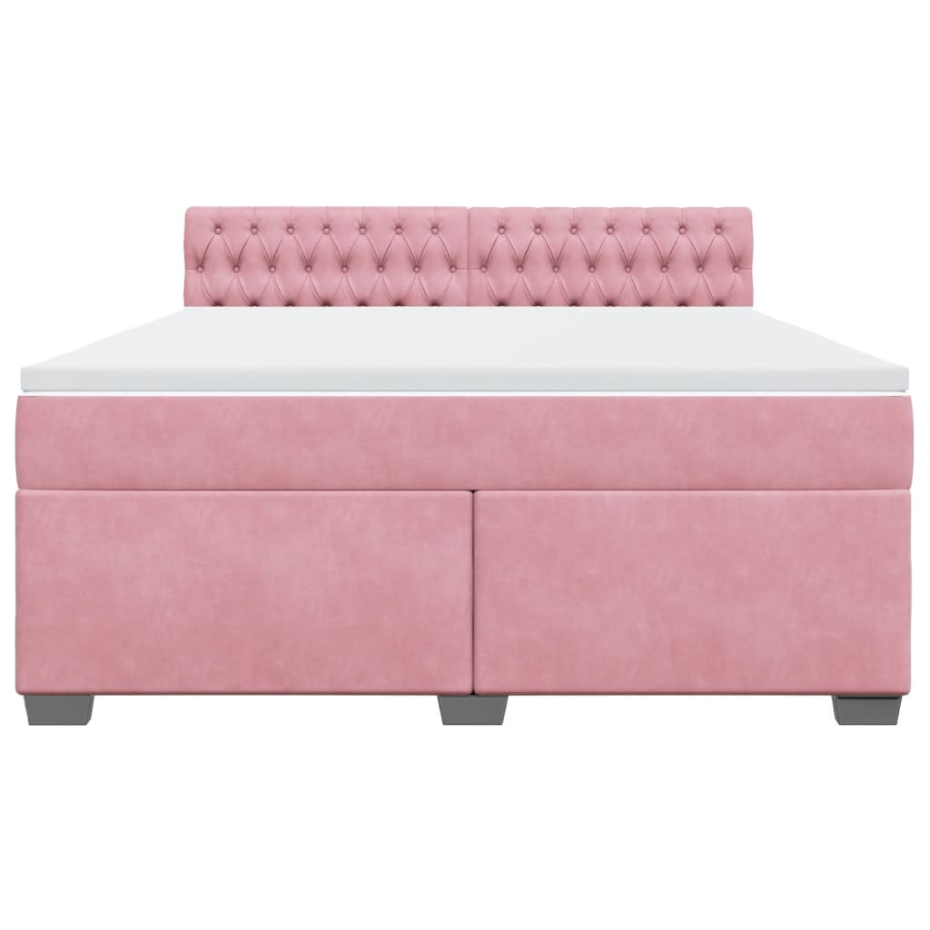 Boxspring met matras fluweel roze 180x200 cm – afbeelding 4