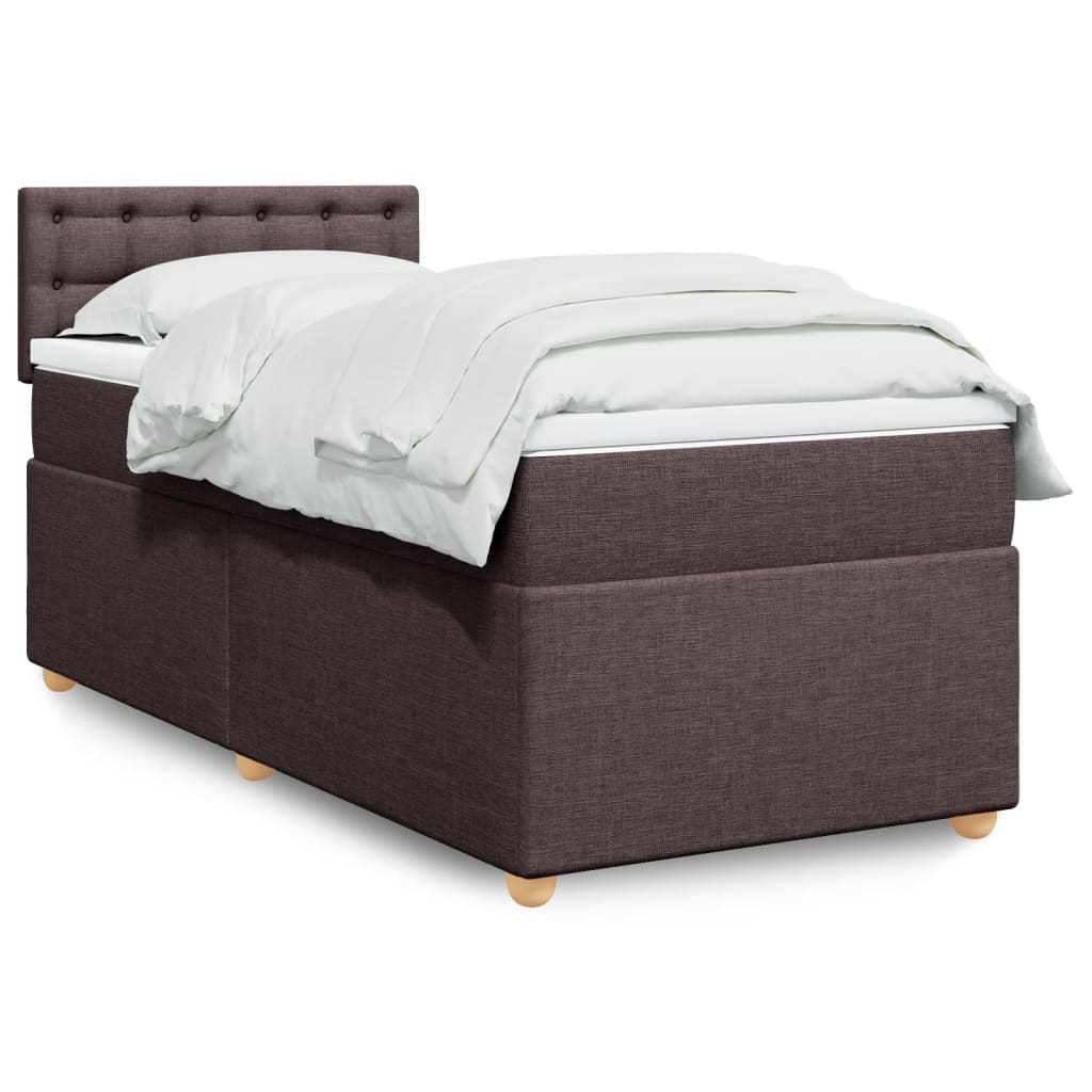 Boxspring met matras stof donkerbruin 100x200 cm – afbeelding 1