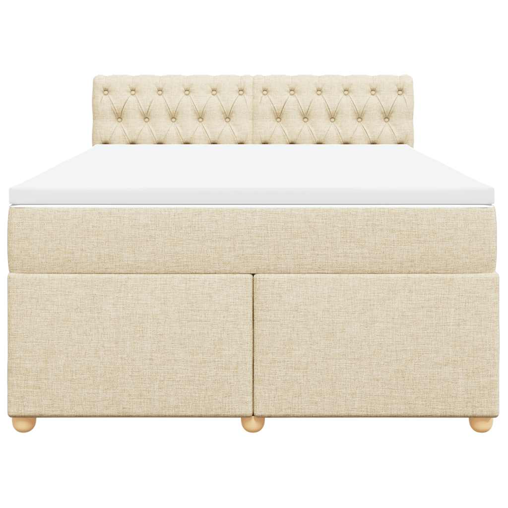 Boxspring met matras stof crèmekleurig 140x190 cm – afbeelding 4