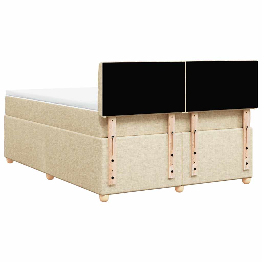 Boxspring met matras stof crèmekleurig 140x190 cm – afbeelding 6