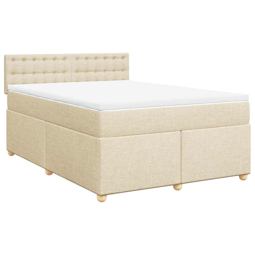Boxspring met matras stof crèmekleurig 140x190 cm – afbeelding 2