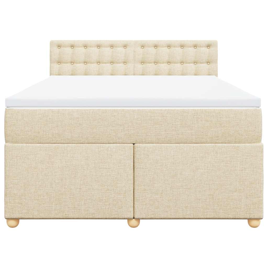 Boxspring met matras stof crèmekleurig 140x190 cm – afbeelding 4