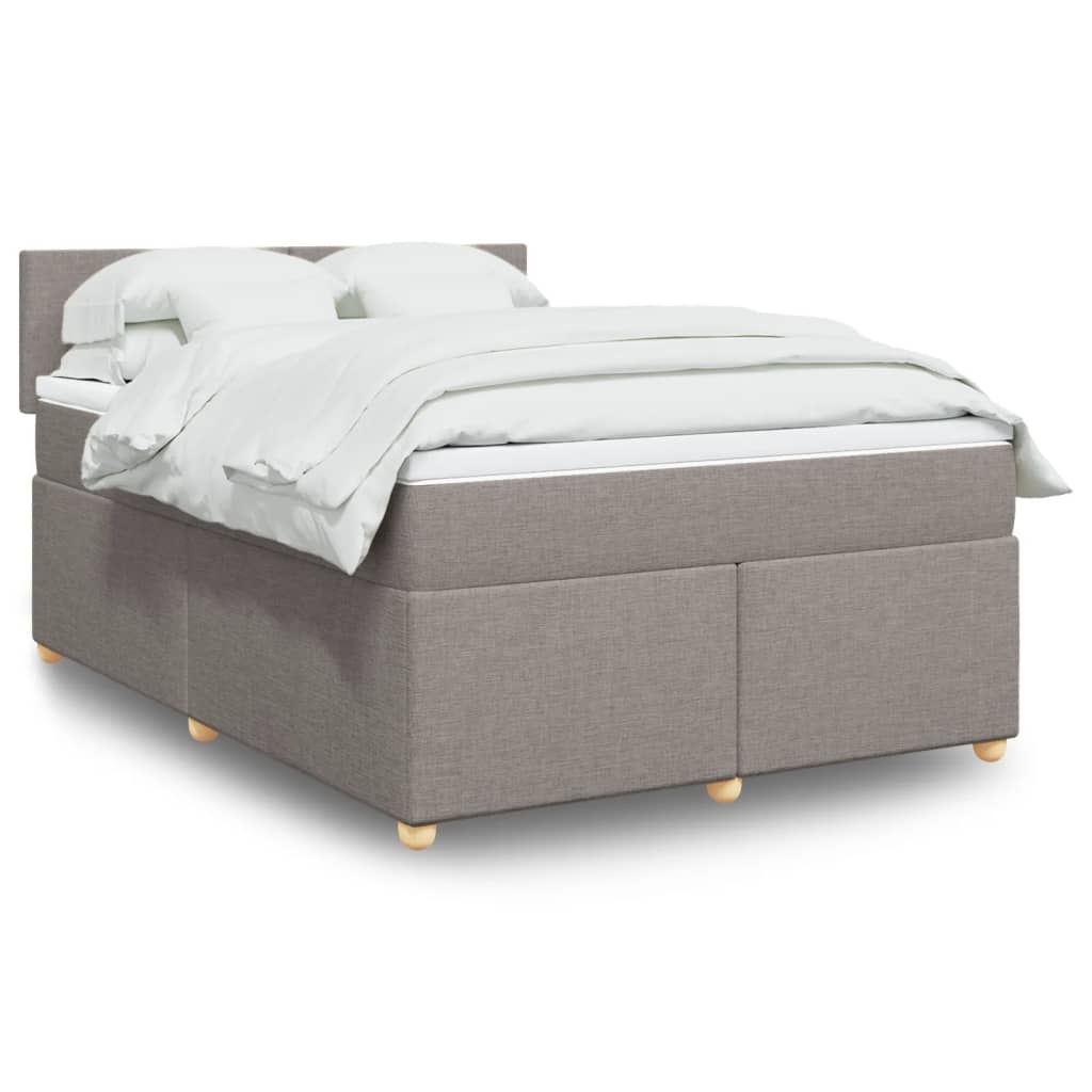 Boxspring met matras stof taupe 140x200 cm – afbeelding 1
