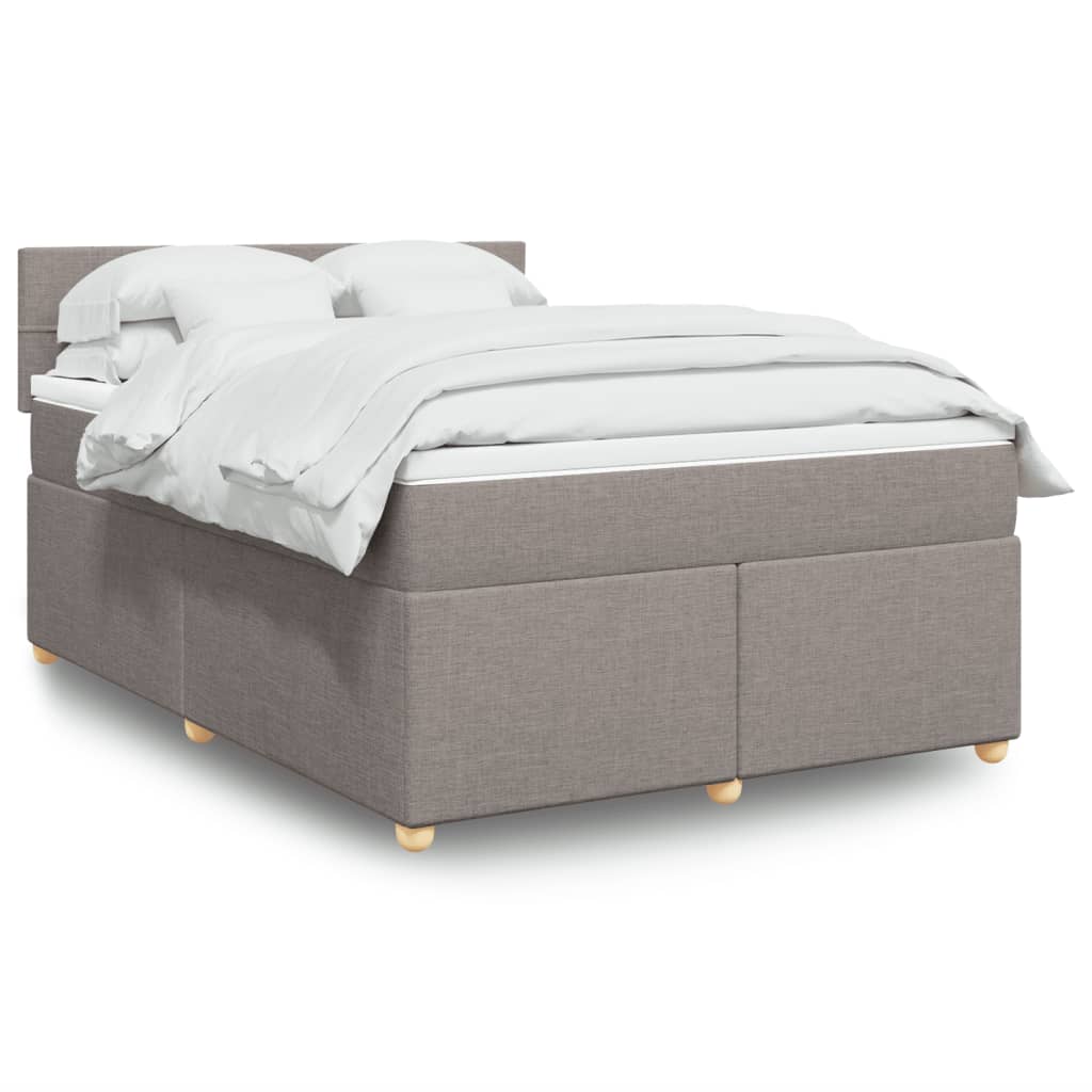 Boxspring met matras stof taupe 140x200 cm – afbeelding 1