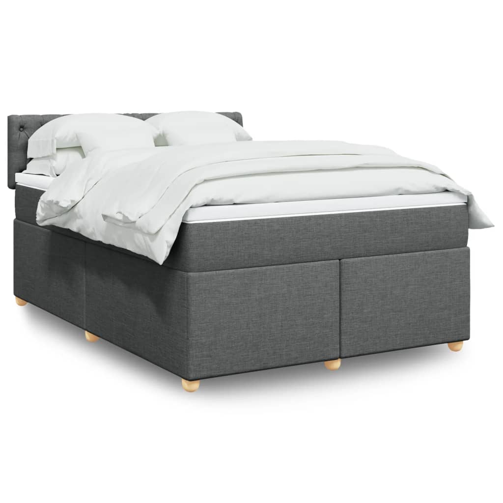 Boxspring met matras stof donkergrijs 140x200 cm – afbeelding 1