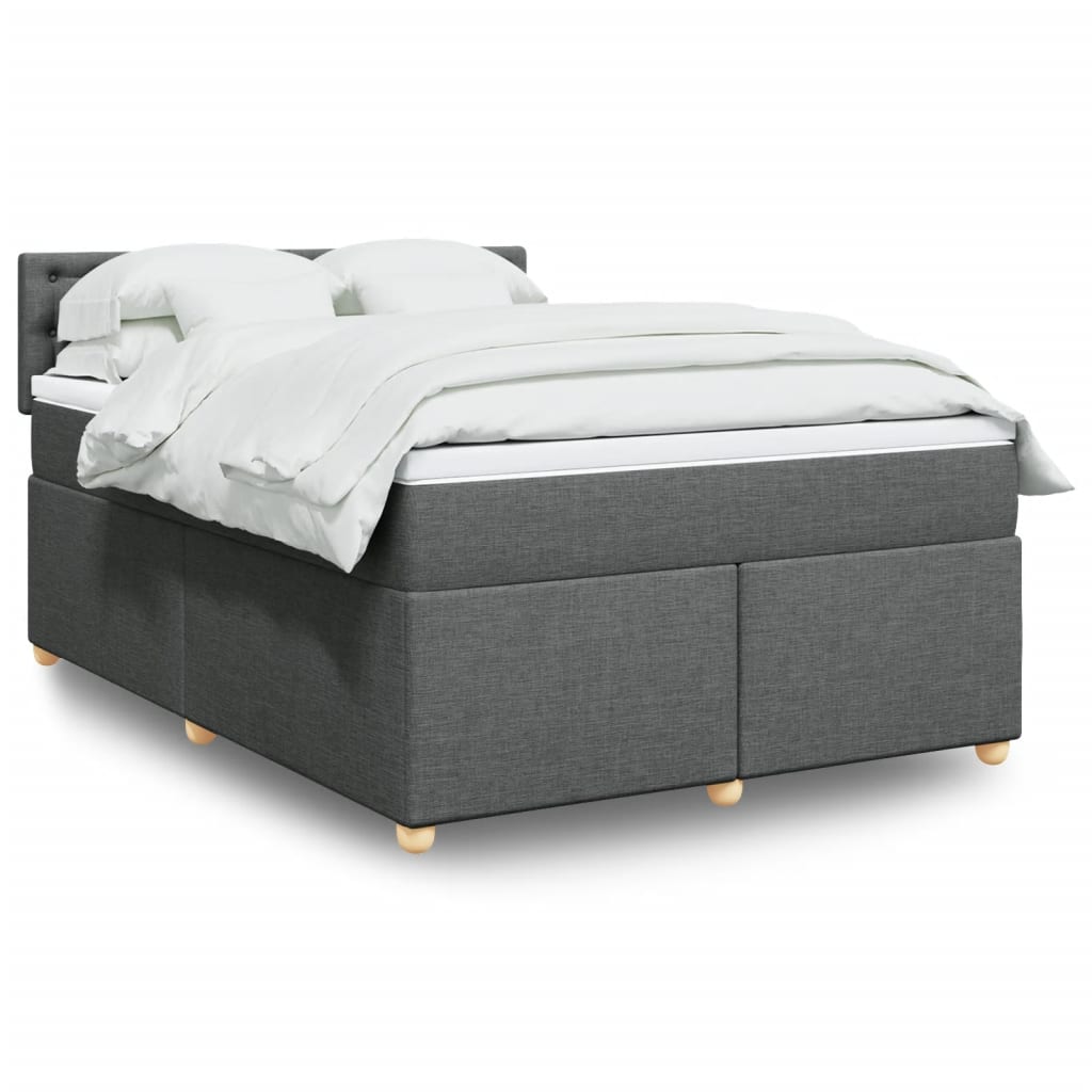 Boxspring met matras stof donkergrijs 140x200 cm – afbeelding 1