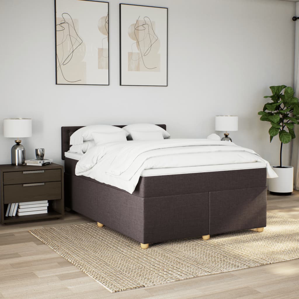 Boxspring met matras stof donkerbruin 160x200 cm – afbeelding 3