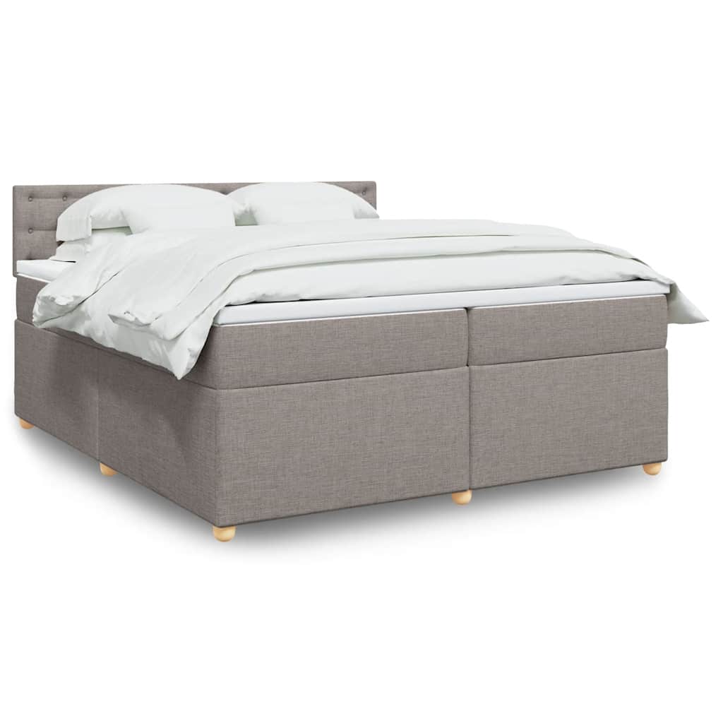 Boxspring met matras stof taupe 200x200 cm – afbeelding 1