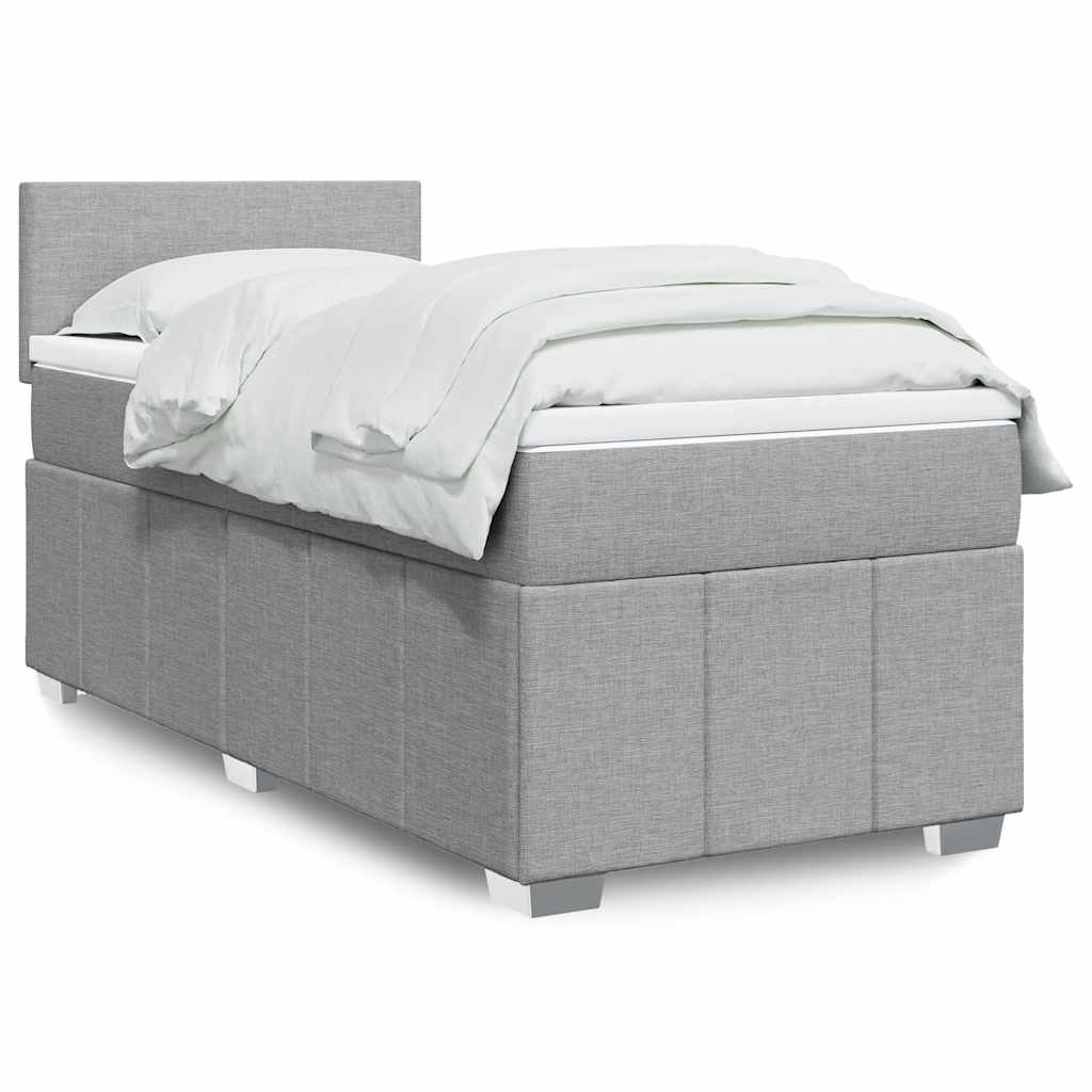 Boxspring met matras stof lichtgrijs 80x200 cm – afbeelding 1