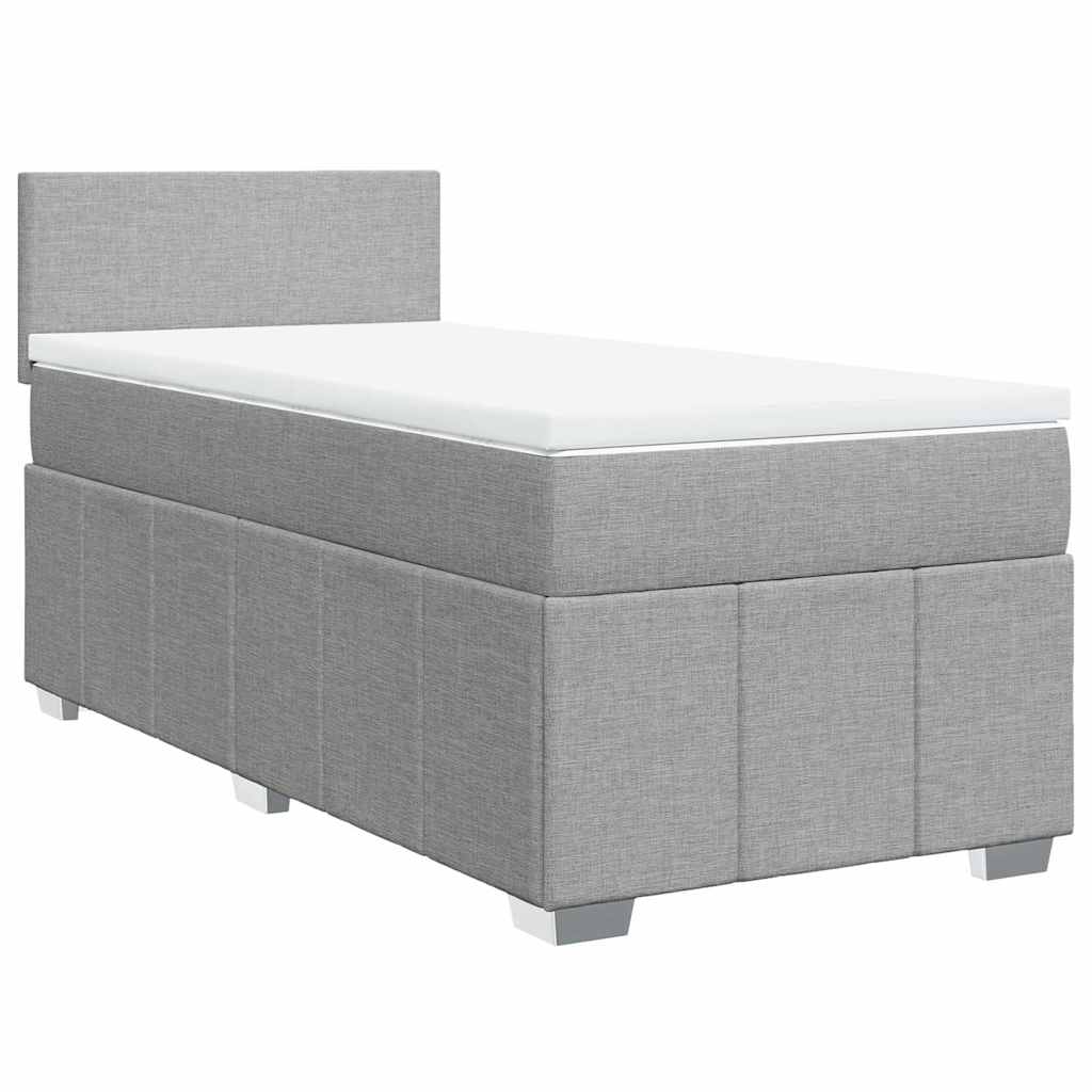 Boxspring met matras stof lichtgrijs 80x200 cm – afbeelding 2