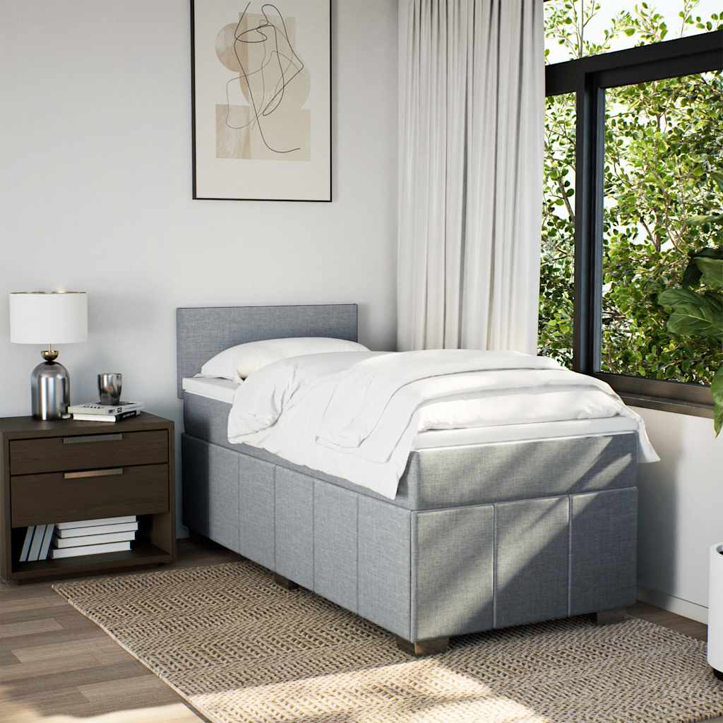 Boxspring met matras stof lichtgrijs 80x200 cm – afbeelding 3