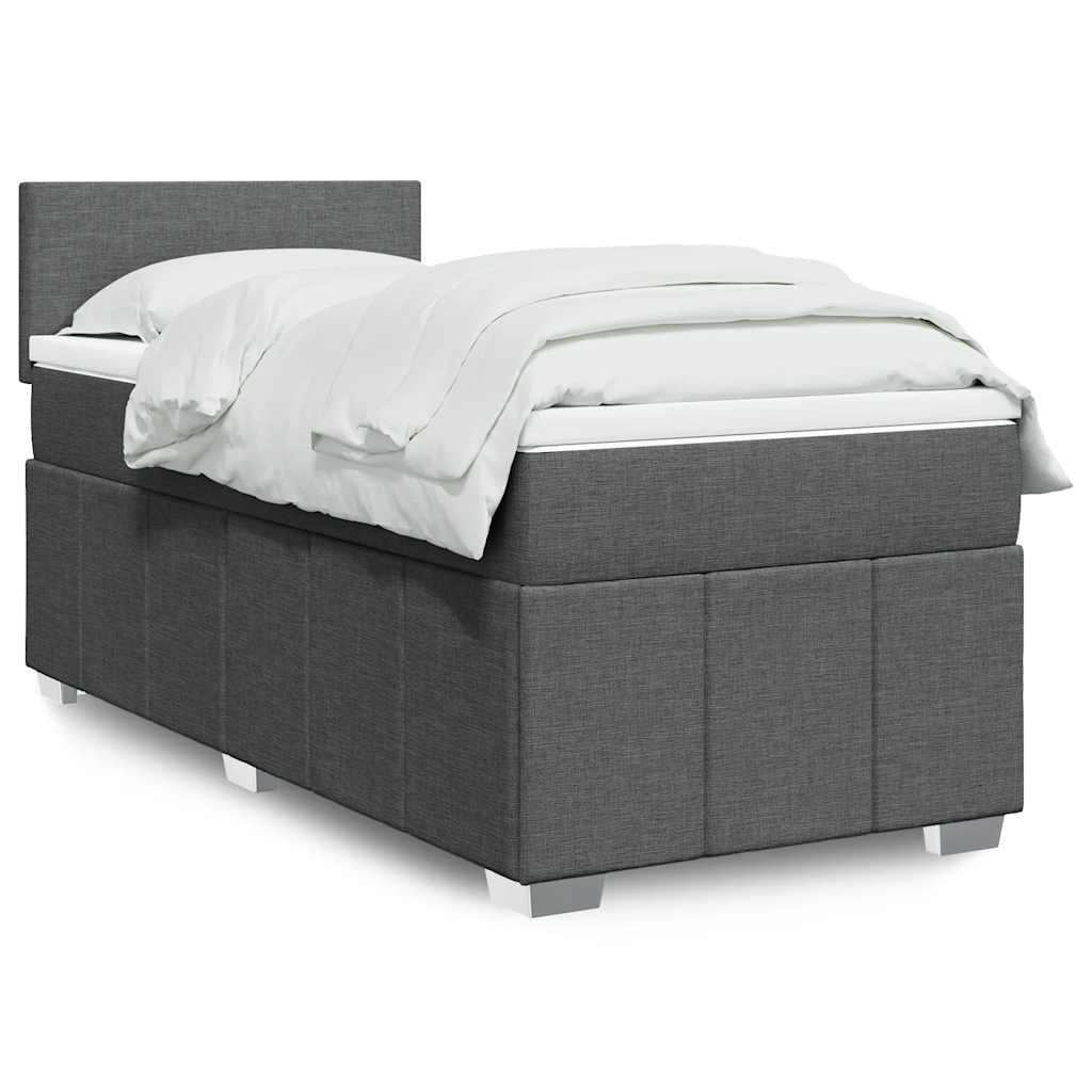 Boxspring met matras stof donkergrijs 80x200 cm – afbeelding 1