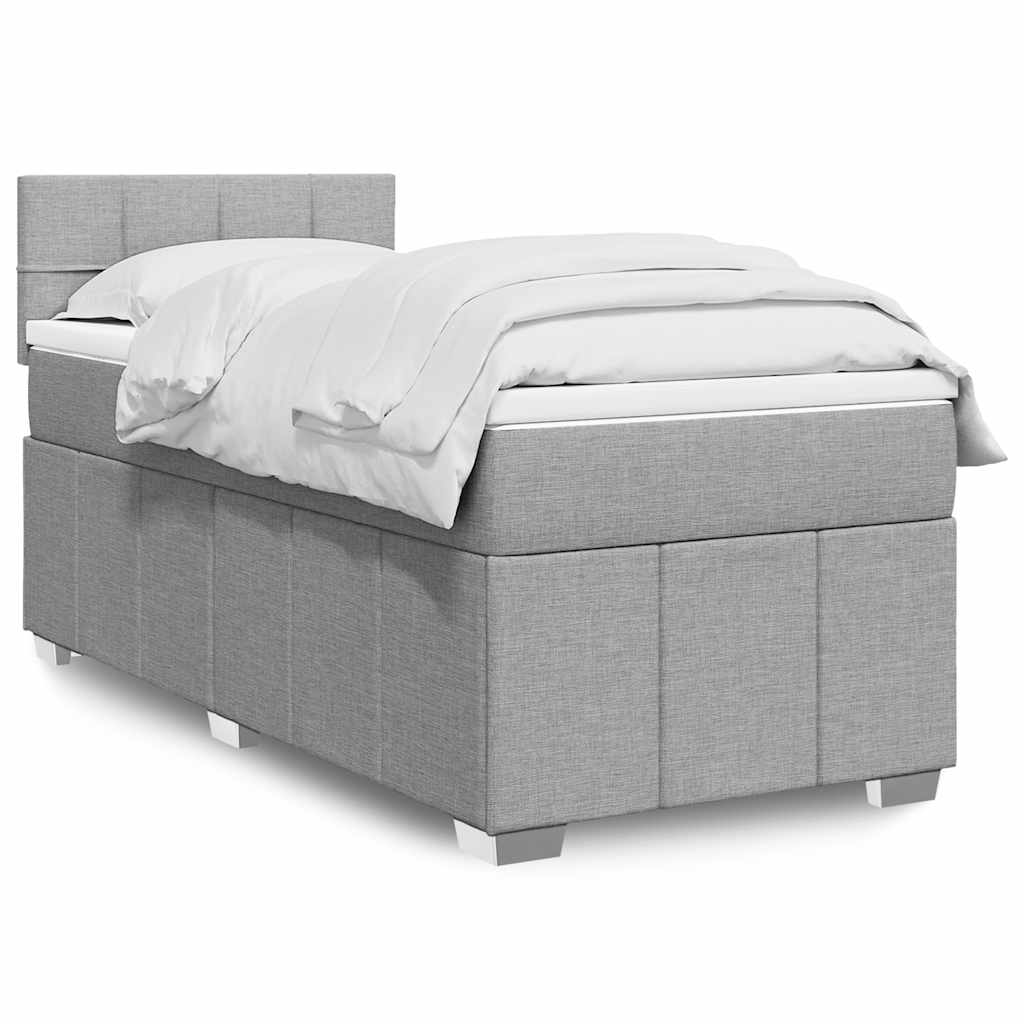 Boxspring met matras stof lichtgrijs 80x200 cm – afbeelding 1
