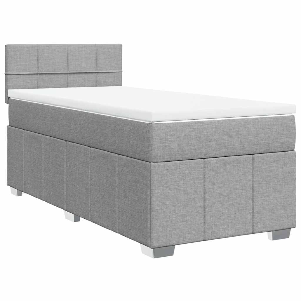 Boxspring met matras stof lichtgrijs 80x200 cm – afbeelding 2