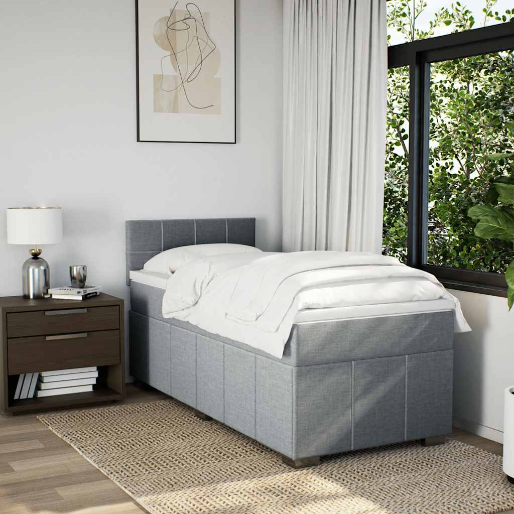 Boxspring met matras stof lichtgrijs 80x200 cm – afbeelding 3