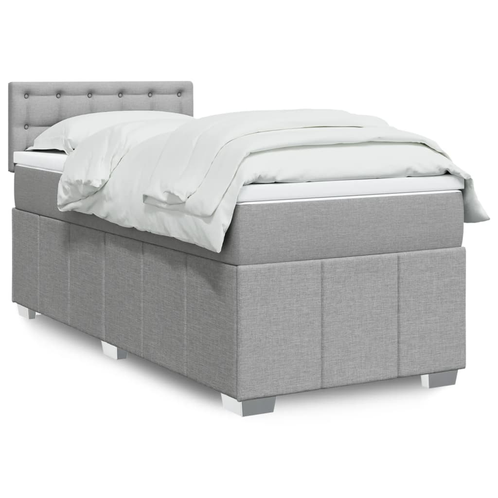 Boxspring met matras stof lichtgrijs 80x200 cm – afbeelding 1