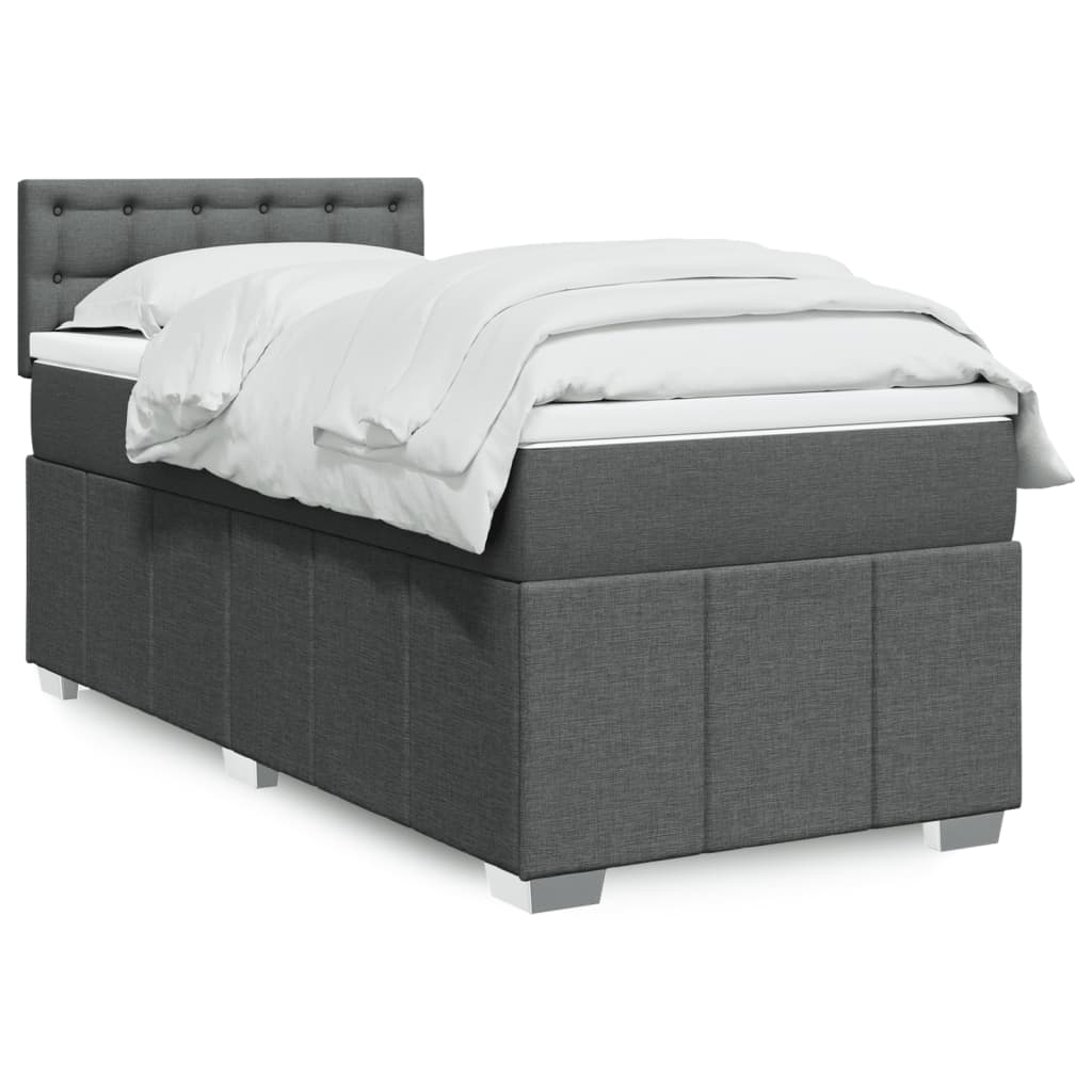Boxspring met matras stof donkergrijs 80x200 cm – afbeelding 1