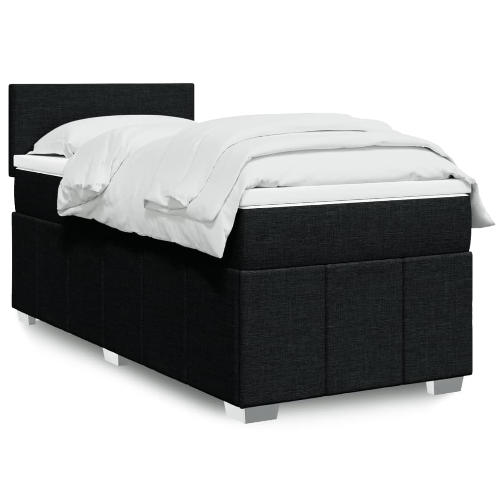 Boxspring met matras stof zwart 90x190 cm – afbeelding 1
