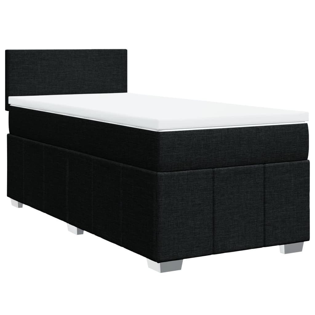 Boxspring met matras stof zwart 90x200 cm – afbeelding 2