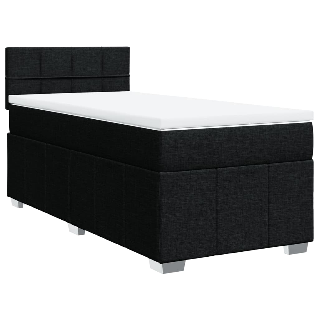 Boxspring met matras stof zwart 90x200 cm – afbeelding 2