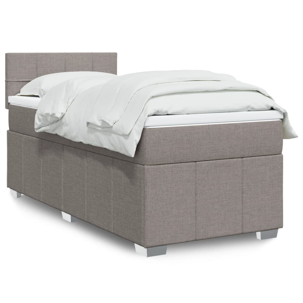 Boxspring met matras stof taupe 90x200 cm – afbeelding 1