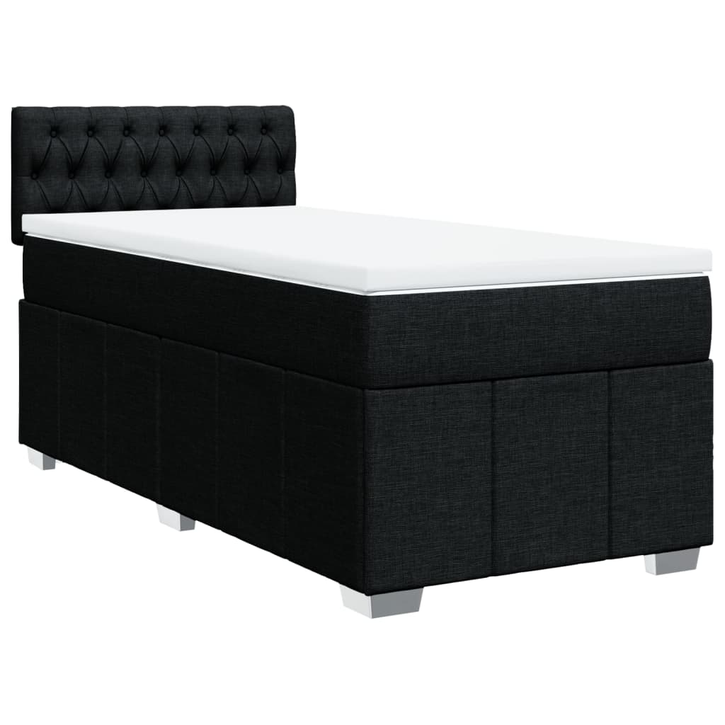 Boxspring met matras stof zwart 90x200 cm – afbeelding 2