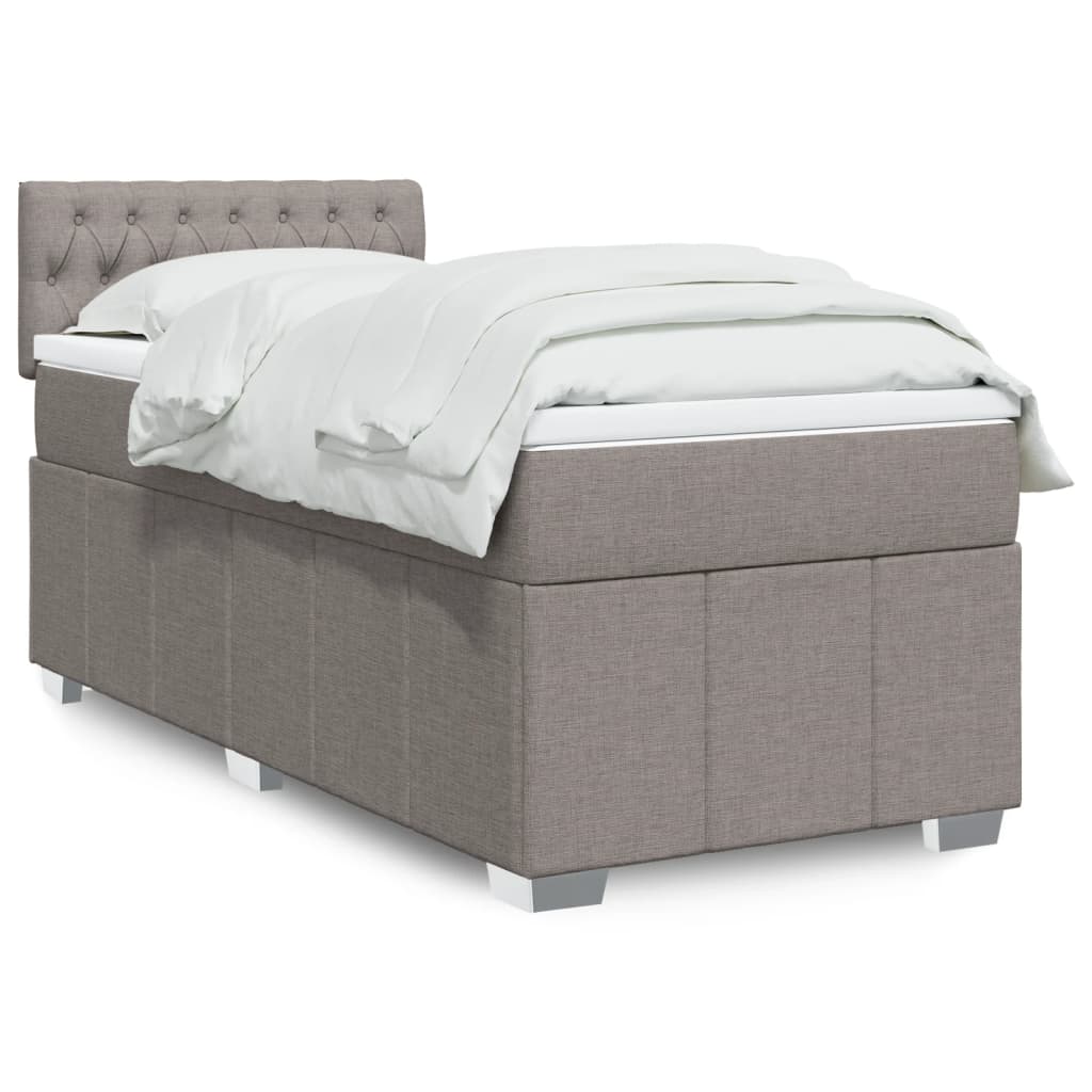 Boxspring met matras stof taupe 90x200 cm – afbeelding 1