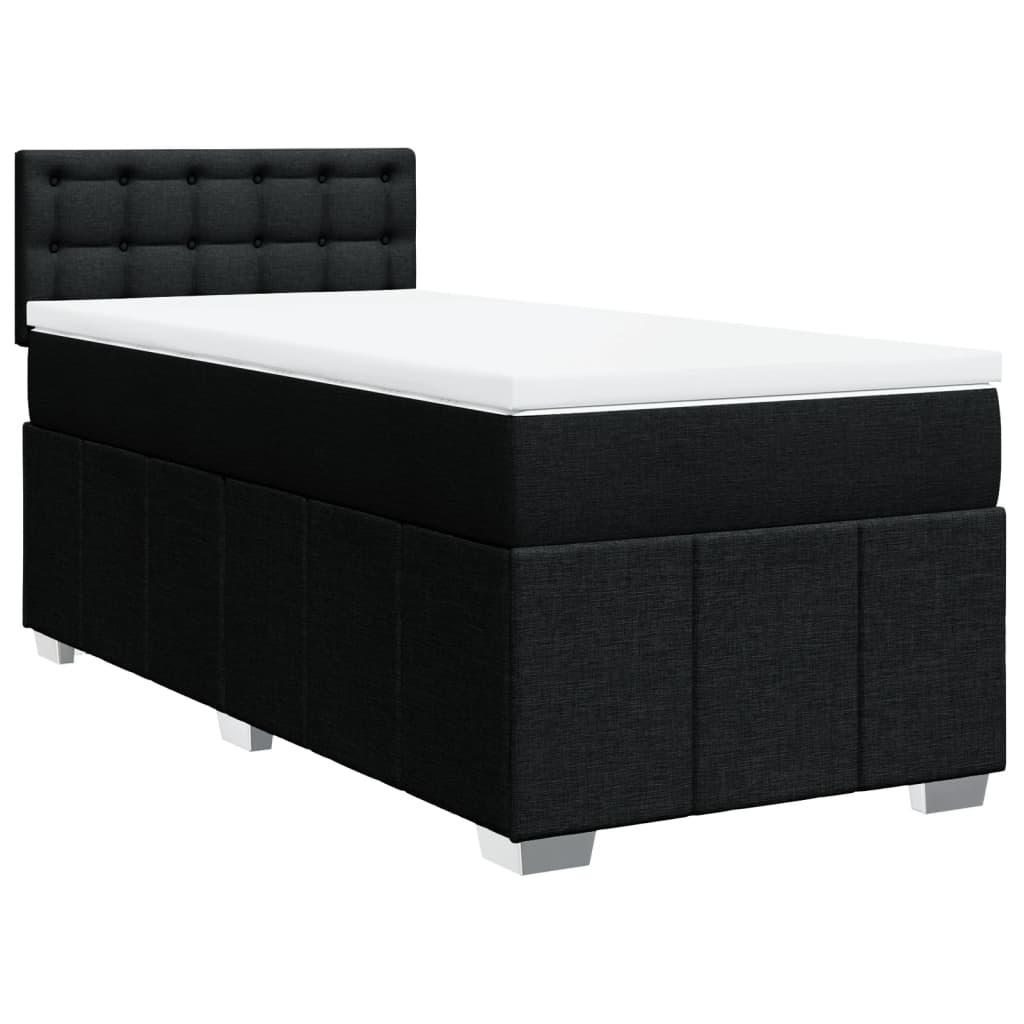 Boxspring met matras stof zwart 90x200 cm – afbeelding 2