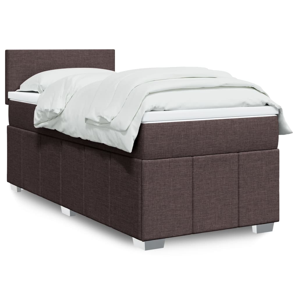 Boxspring met matras stof donkerbruin 100x200 cm – afbeelding 1