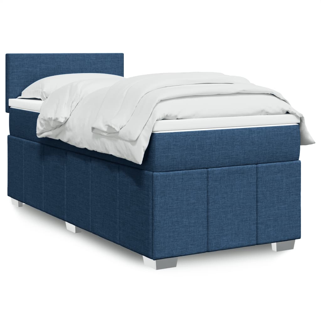 Boxspring met matras stof blauw 100x200 cm – afbeelding 1