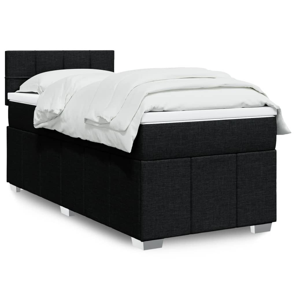 Boxspring met matras stof zwart 100x200 cm – afbeelding 1