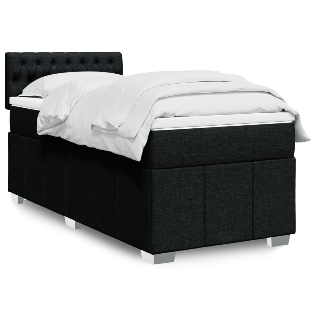 Boxspring met matras stof zwart 100x200 cm – afbeelding 1