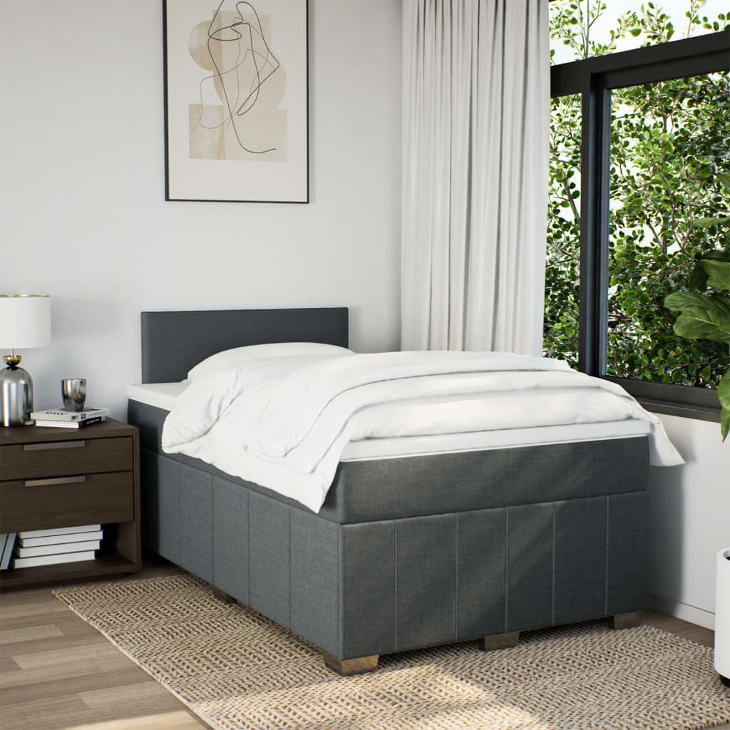 Boxspring met matras stof donkergrijs 120x190 cm – afbeelding 3