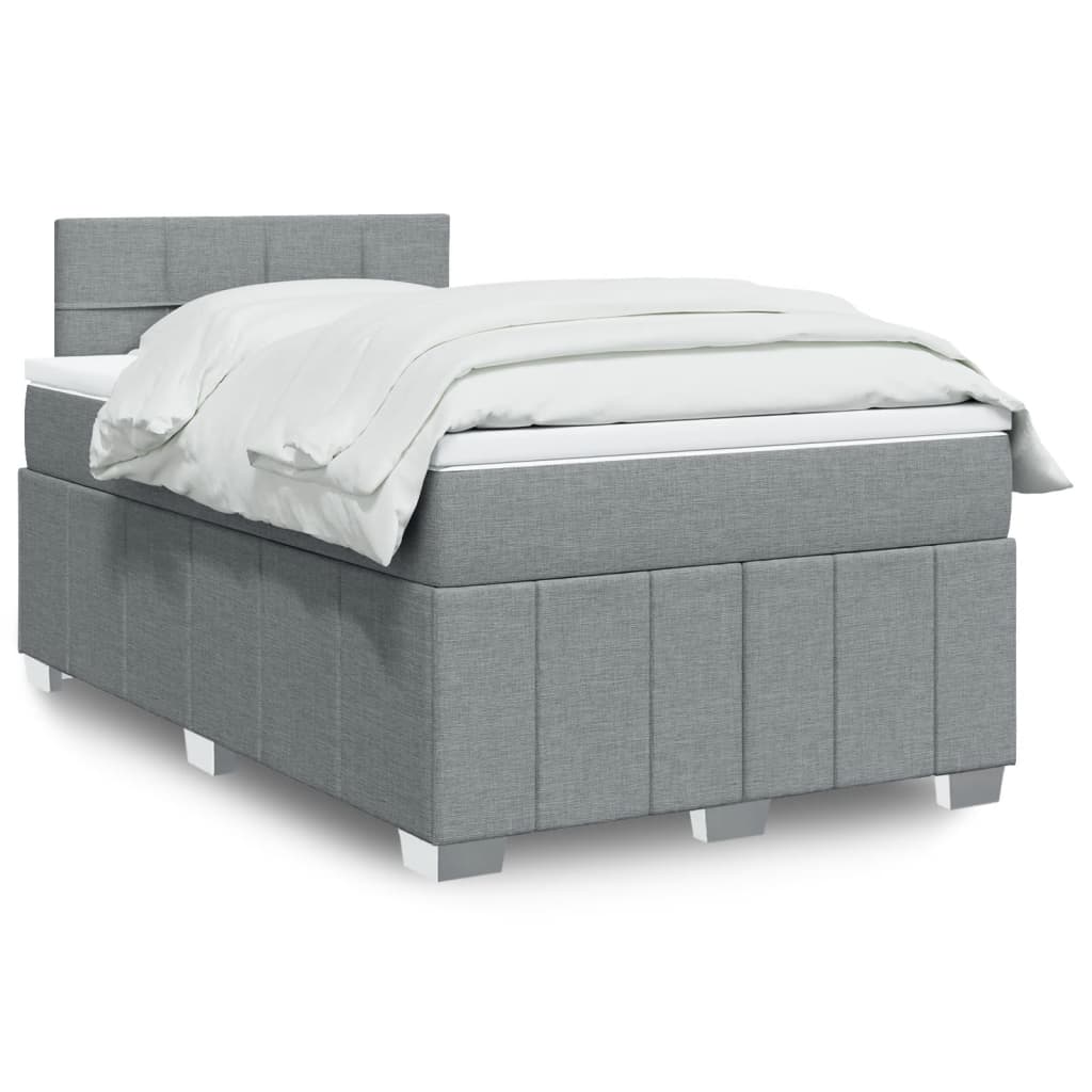 Boxspring met matras stof lichtgrijs 120x190 cm – afbeelding 1