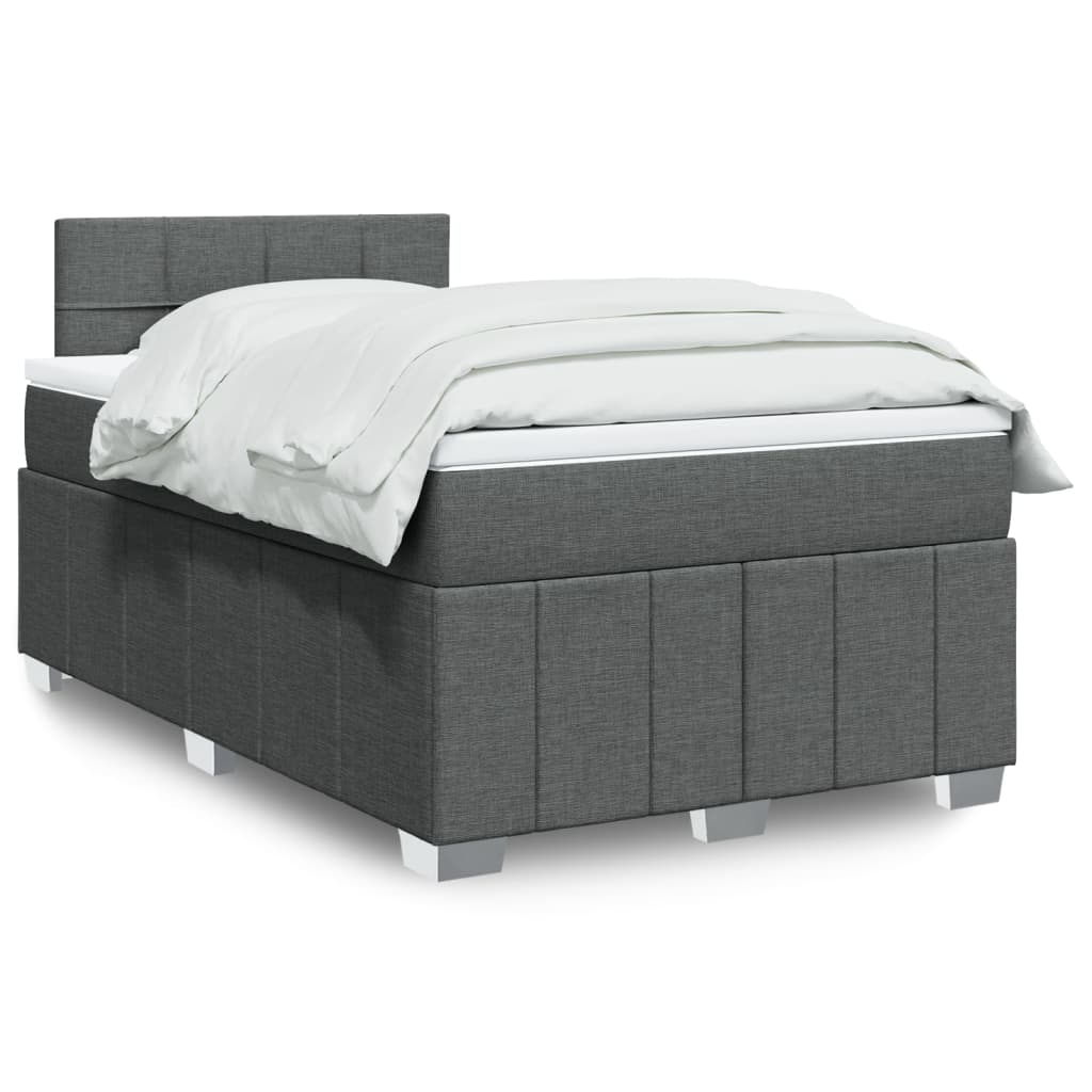 Boxspring met matras stof donkergrijs 120x190 cm – afbeelding 1