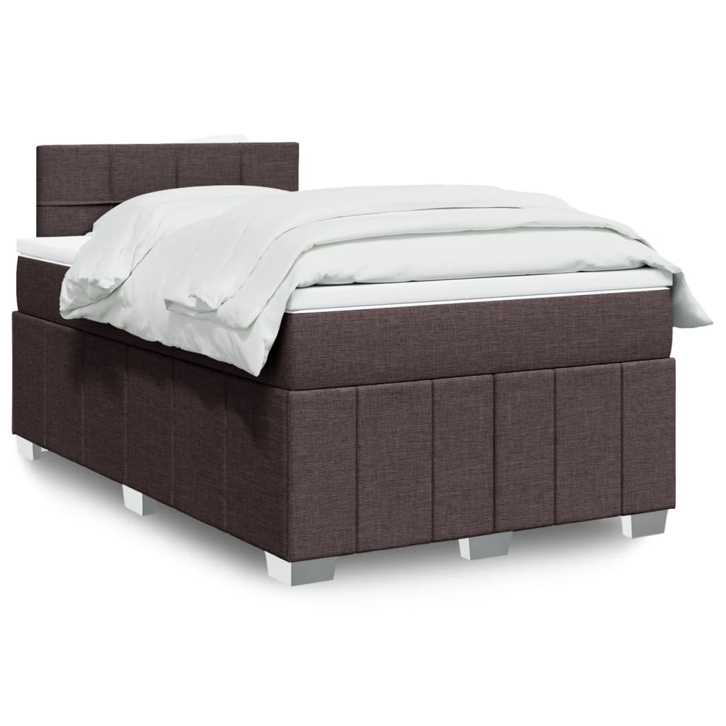 Boxspring met matras stof donkerbruin 120x190 cm – afbeelding 1